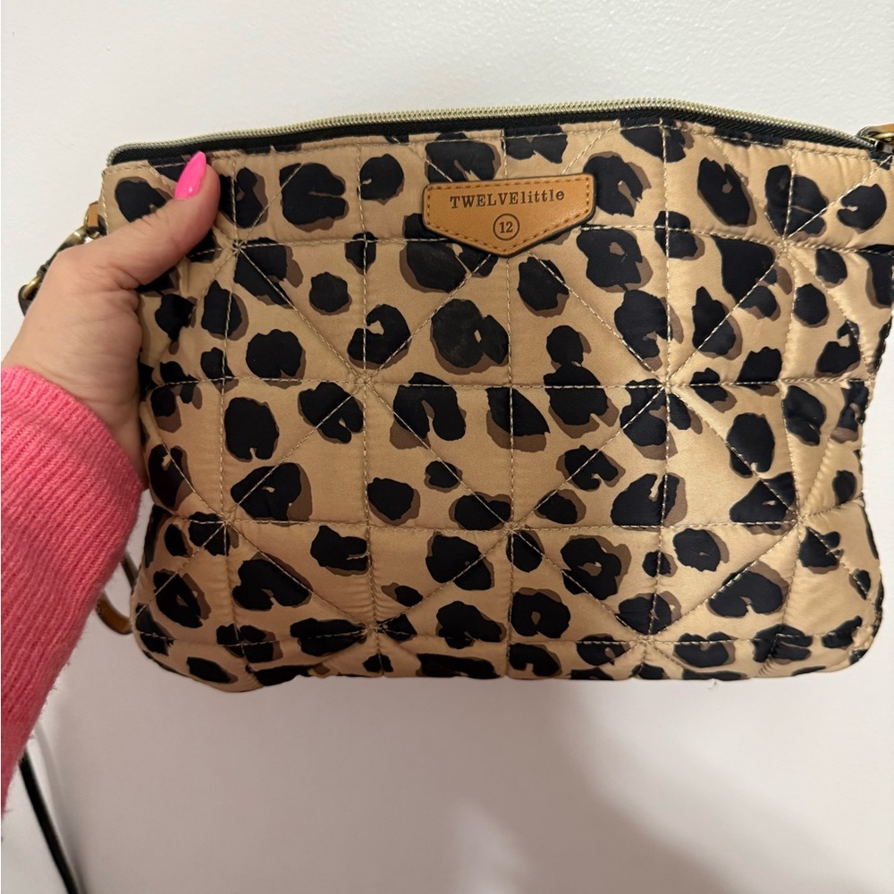 TWELVELITTLE Tan and Black Leopard Print Baby Bag